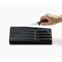 Juego de cuchillos multicolores Joseph Joseph Elevate Store de 5 piezas con bandeja de almacenamiento en cajón, cuchillos ergonómicos de acero inoxidable para tu cocina