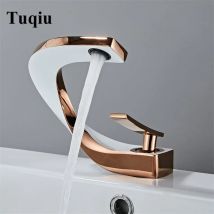 Rubinetto per bagno Tuqiu rubinetto per lavabo da bagno in ottone oro rosa bianco miscelatore per acqua calda fredda rubinetto per lavabo montato sul ponte rubinetto nero in oro rosa