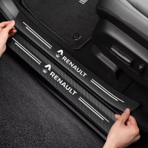 Naklejki na progi drzwi z włókna węglowego z logo samochodu do Renault Megane 2 3 4 Twingo Clio Talisman Captur Trafic Kwid Scen