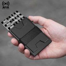 RFID-blockierendes Kreditkartenetui, schlanke Herren-Geldbörse aus Aluminium mit Geldband, minimalistisches Gehäuse, Pop-Up-Karteninhaber-Geldbörsen für Herren