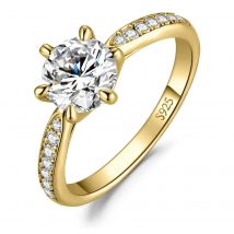 Klassischer 1-Karat-Moissanit-Ring mit Zertifikat, Labordiamantringe für Damen, Hochzeitsschmuck, 18 Karat vergoldetes S925-Silber