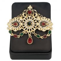 Sunspicems Colorful Crystal Brooch Pendant For Women Gold Color Algeria Morocco Wedding Jewelry Caftan Brooch Pin Bridal Gift
