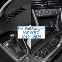 For VolkSwagen VW POLO 2019-2025 Carbon Fiber Window Lifting Gear Shift Console CD AC Trim Car Interior Accessories Sticker