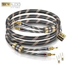 SKW Highend HiFi-Audio-Lautsprecherkabel, 1 Paar, audiophiles Lautsprecherkabel mit Bananenspaten-Stecker, 24 Karat vergoldet
