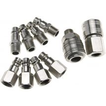 10pcs Pneumatic Fitting Air Line Quick Coupling Coupler Adapter Euro Airline Hose Compressor 1/4" BSP Thread Hose Barb Connector