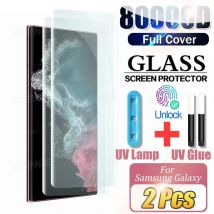 2Pcs UV Voll Flüssigkeit Kleber 3D Gehärtetem Glas Für OnePlus 7 7T 8 9 10 11 11R 12 12R 13 Ace 2 3 5 Pro Transparent Screen Protector