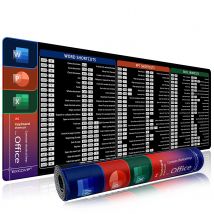 Alfombrilla de ratón EXCO para atajos de oficina, alfombrilla de ratón grande y extendida para teclado para Excel Word Powerpoint, alfombrilla de escritorio para juegos con borde cosido