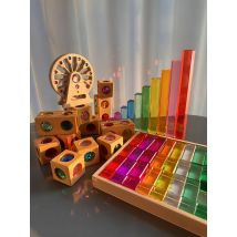 Neue Kinder Acryl Funkelnde 6 Seiten 3D Edelsteine Holzklötze Spielzeug Regenbogen Lucite Kristall Schritte Gebäude Spielen Geburtstagsgeschenk
