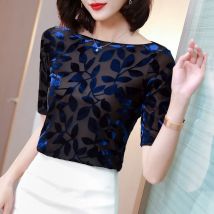 M-3XL Kurzarm Frauen Shirt Mode Sommer Tops Neue Stil Slash Neck Samt T-shirt