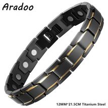 Aradoo magnetische Edelstahl Herren Power Armband Armband Titan Stahl verstellbare Glieder Armbänder Schmuck Geschenke