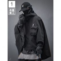 11 BYBB'S DARK Frühling 2025, neuer funktioneller Kapuzen-Kurzmantel, Manteljacke, Schal, lockeres Hip-Hop-Mode-Taktisches Oberteil für Herren