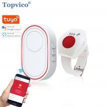 Topvico Pulsante antipanico WIFI per allarme anziani Orologio da polso SOS Avviso caduta Chiamata di emergenza senior Cercapersone wireless per badante Tuya