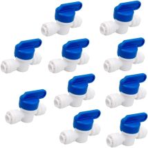 10 Stück 1/4 Zoll Außendurchmesser Schläuche, Schlauch und Rohr verwenden Inline-Abschaltung, Kugelhahn, Kunststoff-Schnellkupplungsanschlüsse für Wasserreiniger-RODI-System