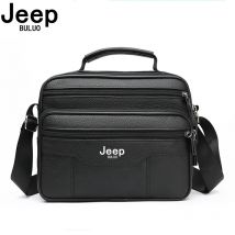 JEEP BULUO Herren-Umhängetaschen aus echtem Leder, schwarz, Business-Umhängetaschen aus hochwertigem Rindsleder, Herrentasche, neue heiße Mode