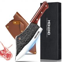 MDHAND Gehämmerte Kochmesser Küchenmesser aus Kohlenstoffstahl zum Ausben von Fleisch, Schneiden von Gemüse, Schneiden, Hackmesser, Küche mit Geschenk