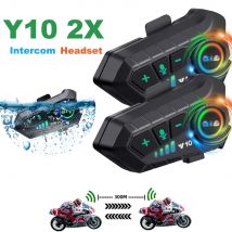 Kebidumei YP10 2X bezprzewodowy Bluetooth5.3 zestaw słuchawkowy z domofonem w kasku motocyklowym wodoodporny 300 m Intercomunicador głośnik słuchawki
