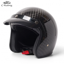 Dreiviertel-Universalhelm aus Kohlefaser, mit DOT, geeignet für Männer und Frauen, Retro-Motorradhelm, leicht