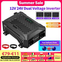 DATOUBOSS 12V/24V a 230V 1500W/3000W, inverter sinusoidale puro potenza di picco 3000W/6000W, con display LCD del sistema di rilevamento intelligente
