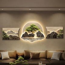 Nuevo estilo chino, decoración de pino, lámpara Mural, sofá, fondo de sala de estar, colgante de pared, pintura de paisaje, lámpara LED de pared