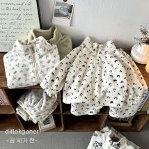 Autumn Sets Children's Double Sided Velvet Suit Boys Fleece Pajamas Pants 2Pcs Girls Fashion Warm Outfits kids Casual Clothes