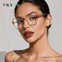 VKYEE Geometric Large Frame Square Simple Design Women's Anti-Blue Light Reading Glasses Photochromic Customizable Prescription