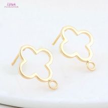 6PCS 14.5*18MM 18K Gold Color Plated Brass Cross Flower Shaped Stud Earrings Pins High Quality Diy Jewelry Findings Accessories