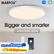 MARPOU LED Lampa sufitowa 80W 50W Nowoczesna inteligentna lampa z możliwością przyciemniania z pilotem Lampa sufitowa do salonu Łazienka Kuchnia