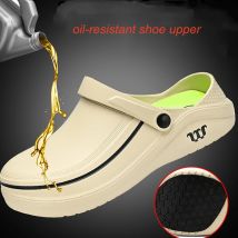 New Men Slippers Non-slip Waterproof Sandals Oil-proof Kitchen Work Cook Shoes Chef Master Hotel Restaurant Slippers Unisex
