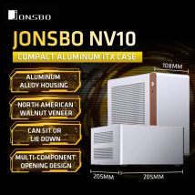 JONSBO NV10 Chasis ITX MINI Malla de aluminio completa Soporte transpirable Fuente de alimentación flexible 1U Caja de computadora de escritorio de pie o tumbada