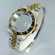 40 mm Silber-Gold-Uhrengehäuse oben, wasserdicht, Saphirglas für NH34 NH35 NH36 NH38 ETA 2824 Miyota 8215 Uhrwerk GMT SUB Yacht