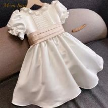 Baby Mädchen Geburtstagskleid Retro Elegante Kinder Prinzessin Kleider Rüschenärmel Plissee Hochzeit Party Abendkleid für Kinder 1-12T