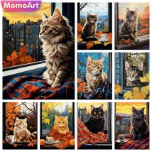 Momoart Diamant Stickerei Katze Malerei Tierbild von Strass Diamant Mosaik Fenster Kreuz stich Kind Hobby