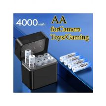 1.5V Rechargeable AA ＆ AAA Batteries 4000mWh with Charger Case  USB-C Lithium Batteries for Camera/Toys/Gaming  1200 Cycles