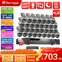 Techage 32CH 5MP 8MP System kamera PTZ POE inteligentny człowiek wykrył dwukierunkowy kolorowy dźwięk w nocy 4K H.26S zestaw do nadzorowania bezpieczeństwa
