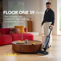 Tineco Floor One S9 Artist Aspiradora Húmeda y Seca, Succión de 22 kPa, 360° SmoothDrive, Anti-Enredos, Auto-Limpieza Flashdry a 85°C, 50 Minutos de Autonomía, Plegable a 180°