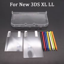 Per il nuovo 3DS XL LL Trasparente Split Shell Custodia protettiva trasparente Pellicola per schermo Protezione per schermo LCD Stilo in plastica/metallo