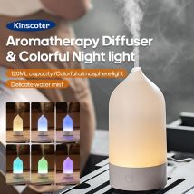KINSCOTER Nowy Dyfuzor Zapachowy 120ml Przenośny Cichy Nawilżacz Powietrza Kolorowe Światło Nocne Dyfuzor Olejków Eterycznych do Pokoju Domu