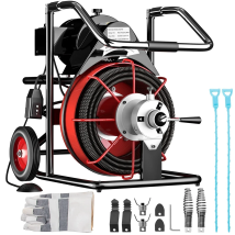 Macchina per la pulizia degli scarichi elettrica 75 piedi x 3/8 pollici Alimentazione automatica per tubi da 1 "a 4" Strumento per la pulizia degli scarichi aperti da 370 W