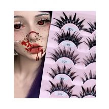 5 Pairs Female Cosplay Fake Eyelashes Korean Makeup New Style Wet Spikes 3d Eyelash Bulk Wholesale Manga Lashes