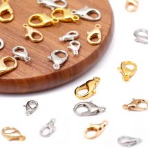 10/12/14 mm goldener, silbrigfarbener Karabinerverschluss, Federverschluss aus Legierung für Schmuckherstellung, Armbänder, Halsketten, DIY-Zubehör