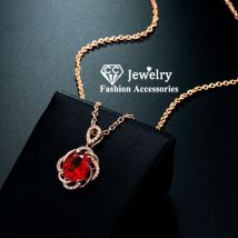 CC Vintage Halsketten Anhänger Für Frauen Zirkonia Rot Stein Braut Hochzeit Engagement Halskette Edlen Schmuck Colar CCN010