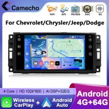 Camecho 4 + 64G CarPlay Android Auto Radio de coche para Jeep Wrangler Dodge Grand Cherokee Chrysler 300C reproductor Multimedia GPS Wifi RDS