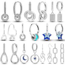 Versilberte einfache Ohrringe, Creolen, Zirkon, für Frauen und Mädchen, Ohrhänger, Herstellung von Schmuck, Geschenk