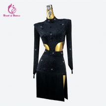 Latin Dance Kleid Frau Ball Schwarz Kleidung Bühne Kostüm Praxis Tragen Röcke Weibliche Parteien Wettbewerb Formale Mädchen Dancewear