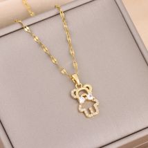 Neu In Trendy Nette Hohl Bär Anhänger Halsketten Für Frauen Trendy Zirkon Kristall Weibliche Hals Kette Schmuck Damen Zubehör