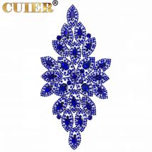 Cuier Super Gorgeous 19*10cm Sapphire Blue Sewn Crystal Belt Women's Dress Belt Decal Accessories Wedding Dress Decorations DIY