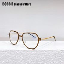 Denmark Women Eyeglasses Polygon 6602 Titanium Screwless Glasses Frame Prescription Myopia Optical Spectacle Eyewear Ultralight
