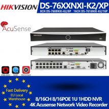 Hikvision DS-7608NXI-K2/8P DS-7616NXI-K2/16P 8/16CH POE AcuSense 4K NVR 2 SATA AI tramite videocamera/dispositivo MD2.0 Videoregistratore di rete