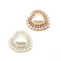 10 pieces/batch 26 * 28MM metal alloy pearl diamond heart buttons, DIY clothing buttons wedding accessories
