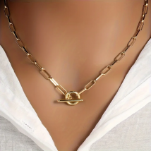 LUXUSTEEL Modische, schlichte und lichtbeständige OT-Schnallenkette aus Edelstahl mit neutraler Persönlichkeit, geeignet für den täglichen Gebrauch